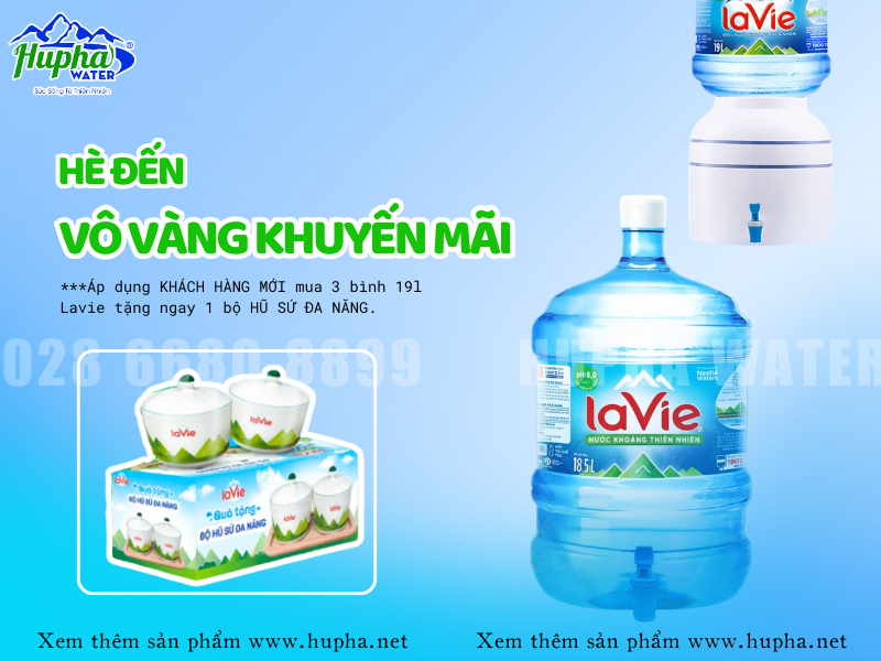 Đa dạng dung tích chai nước Lavie nhỏ 350ml, 500ml, 750ml mua tại TPHCM