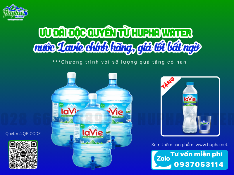 Nước khoáng Lavie - dịch vụ giao hàng tận nơi nhanh chóng từ HuPha Water