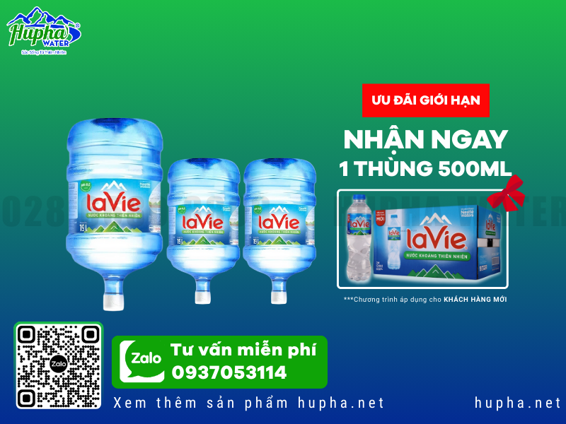 Nguồn nước khoáng Lavie tinh khiết, giàu khoáng chất tự nhiên - HuPha Water (028) 6680 8899